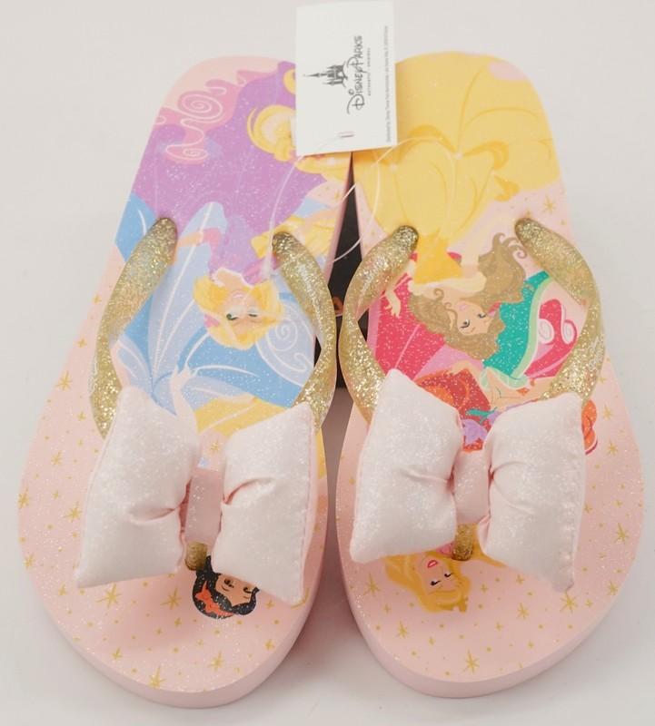New Disney Parks Toddler Girls Princess Flip Flops Sandals With Bow