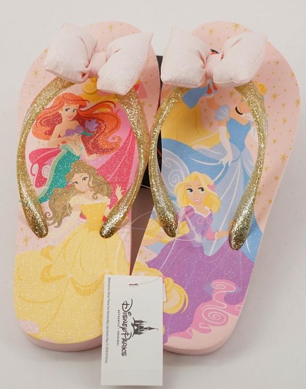 New Disney Parks Toddler Girls Princess Flip Flops Sandals with bow