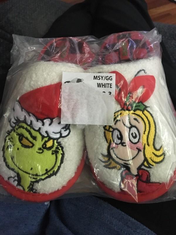 NEW Dr. Seuss Grinch And Cindy Lou Holiday Slippers sz 2-3
