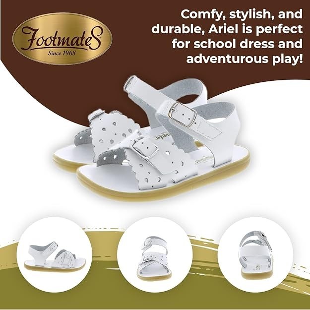 New Footmates Toddler Girl Sandal ECO-ARIEL - ES011-041 - White Sizes 5-11