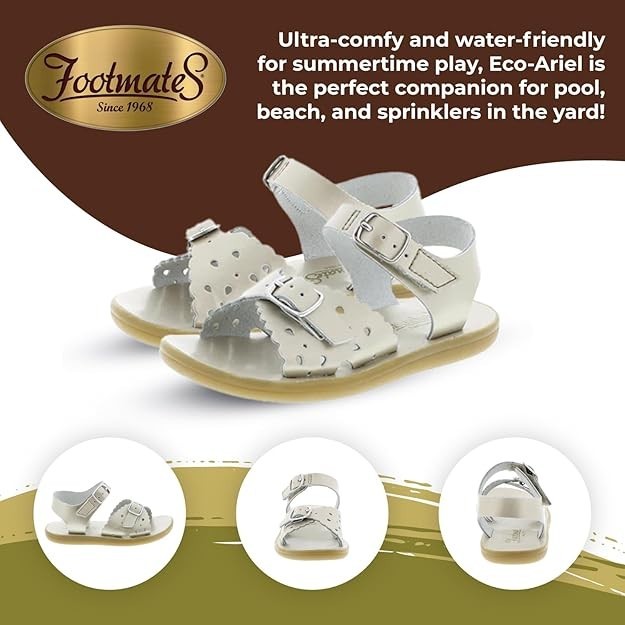 New Footmates Toddler Girl Sandal ECO-ARIEL - ES011-041 - Soft Gold Sizes 4 6 7