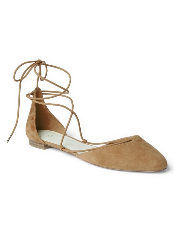 NEW Gap Suede Leather Lace-up D'Orsay Flats Shoes Blue Camel Womens 9 9.5 NWT