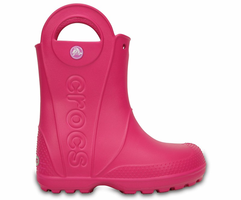 NEW Girl's Kids Crocs Kids’ Handle It Rain Boot (12803-6X0) Candy Pink