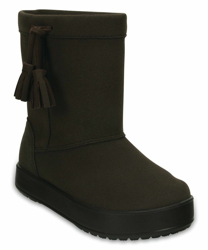 New Girls Crocs LodgePoint Boots Winter Shoes SZ C 7 9 10 11 12 1 Pink Brown