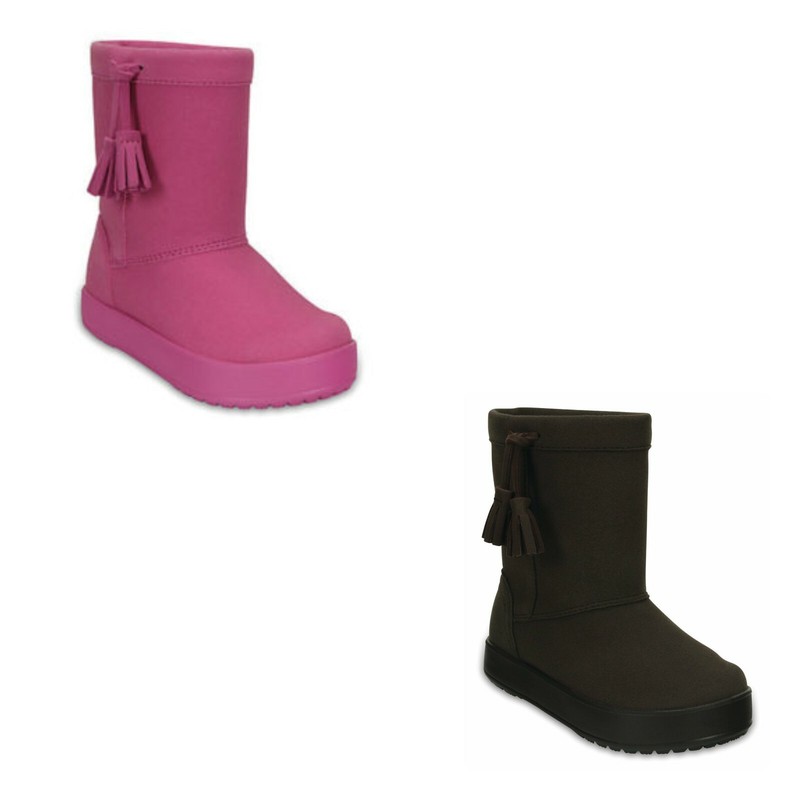 New Girls Crocs LodgePoint Boots Winter Shoes SZ C 7 9 10 11 12 1 Pink Brown