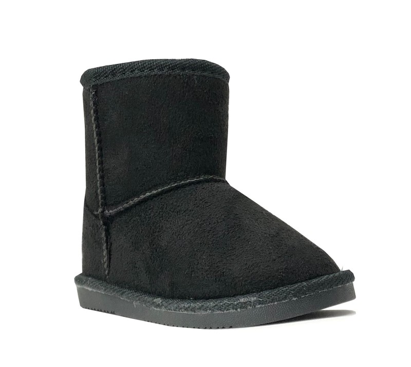 NEW Girls Mid Snow Boots Toddler PU Leather Winter Flat Heel Shoe Faux Fur