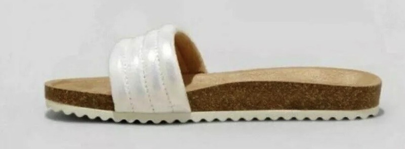 New Girls Selma Glide Slide Slip-On Footbed Sandals - Cat & Jack Iridescent Sz 5