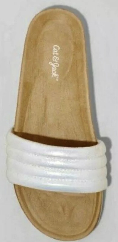 New Girls Selma Glide Slide Slip-On Footbed Sandals - Cat & Jack Iridescent Sz 5