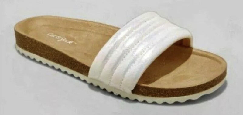 New Girls Selma Glide Slide Slip-On Footbed Sandals - Cat & Jack Iridescent Sz 5