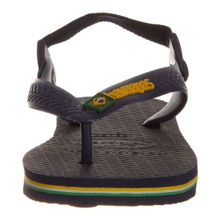 NEW Havaianas Kids Baby Brazil Logo Navy Blue Sling Back Flip Flop Sandal
