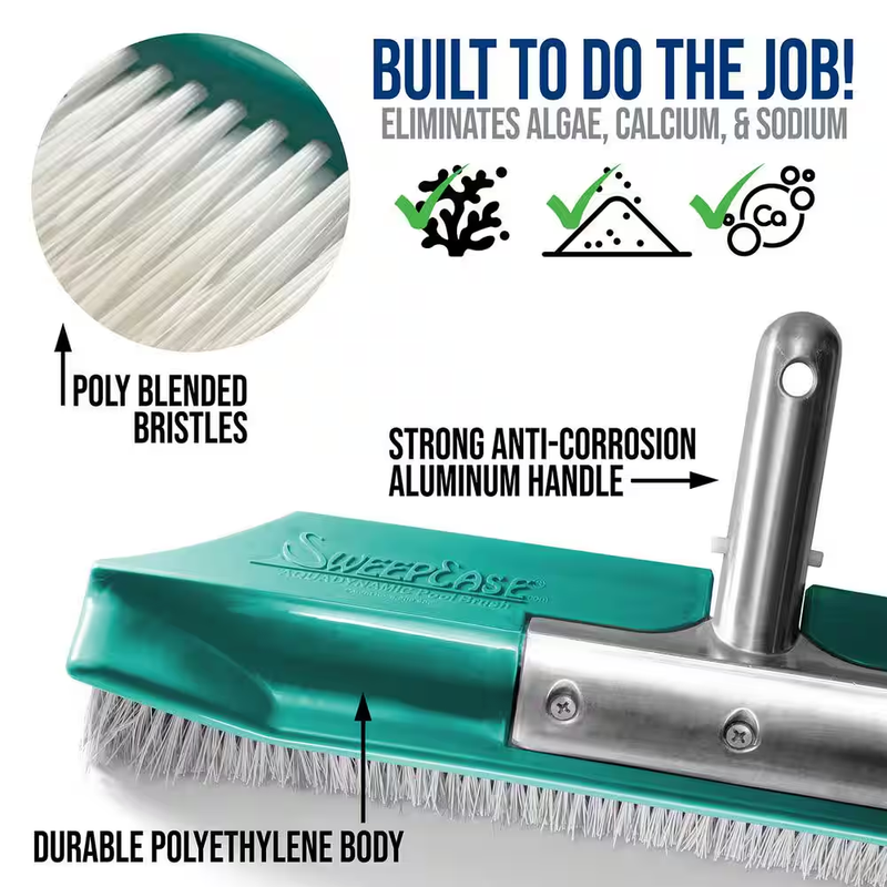 New & Improved Aquadynamic 18 In. Pro Series 100% Poly Pool Brush Design That St