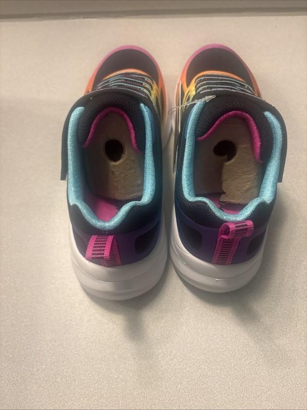 New In Box Skechers Girls Power Jam Sneakers Size 2.5 Black Multi Color Slip On
