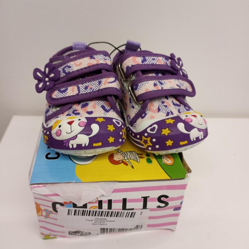 New Infant's Chulis Canvas Kitty Cat Sneakers. Size 2 Shoes