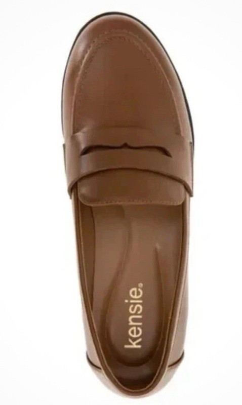 NEW Kensie Gitty Penny Loafer Women's Slip-On Shoes Padded Footbed Brown 8.5