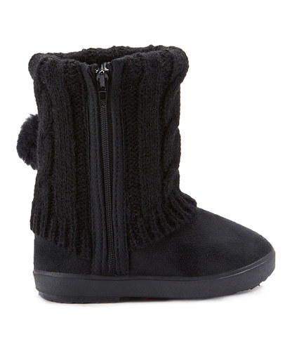 New Kids Boots Toddler Girls Pom Pom Faux Fur Suede Knitting Shoes-268