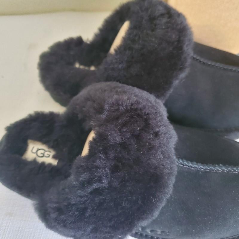 NEW KIDS GIRLS SIZE 3 BLACK UGG COZY II SUEDE SLIP-ON SLIPPERS 1019065K