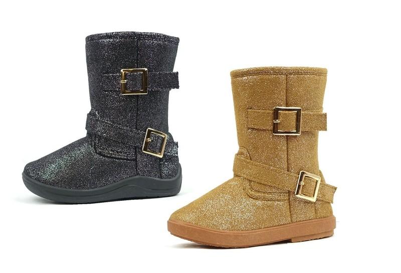 New Kids Snow Boots Toddler Girls Buckle Knitting Boot Faux Fur Fashion Shoe
