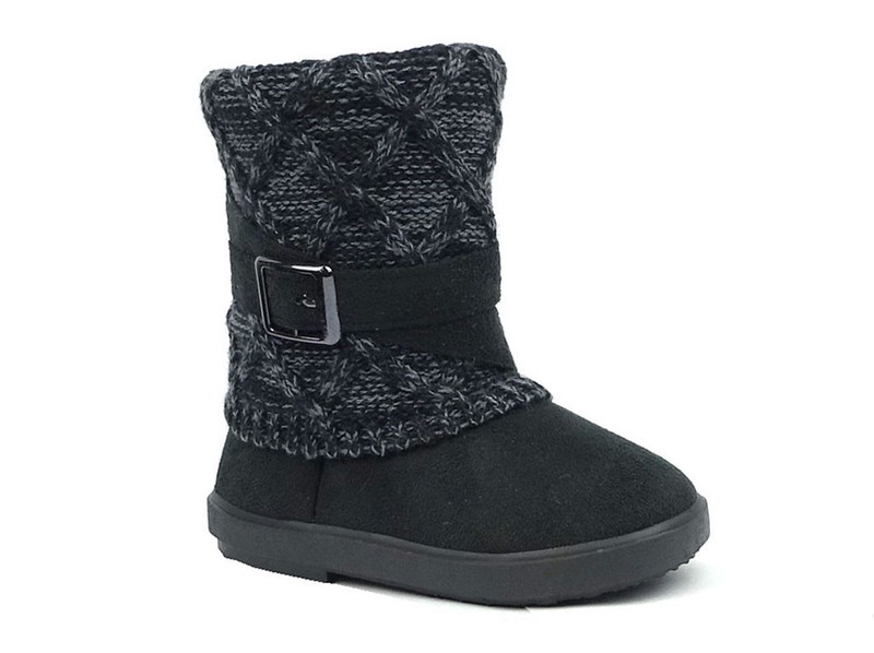 New Kids Snow Boots Toddler Girls Buckle Knitting Boot Faux Fur Fashion Shoe
