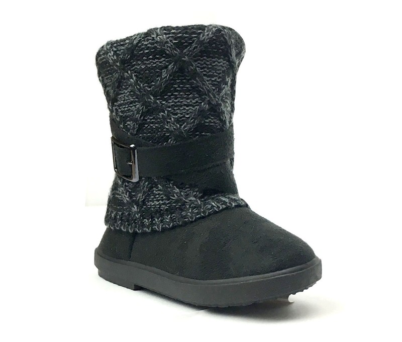 New Kids Snow Boots Toddler Girls Buckle Knitting Boot Faux Fur Fashion Shoe
