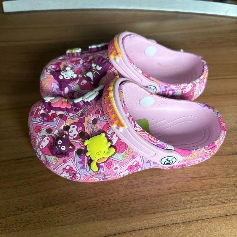 NEW Kuromi Sanrio Hello Kitty Kids Sandal Classic Clog Crocs With Jibbitz Charms