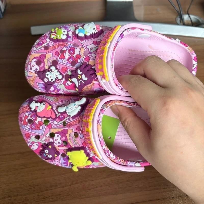 NEW Kuromi Sanrio Hello Kitty Kids Sandal Classic Clog Crocs With Jibbitz Charms