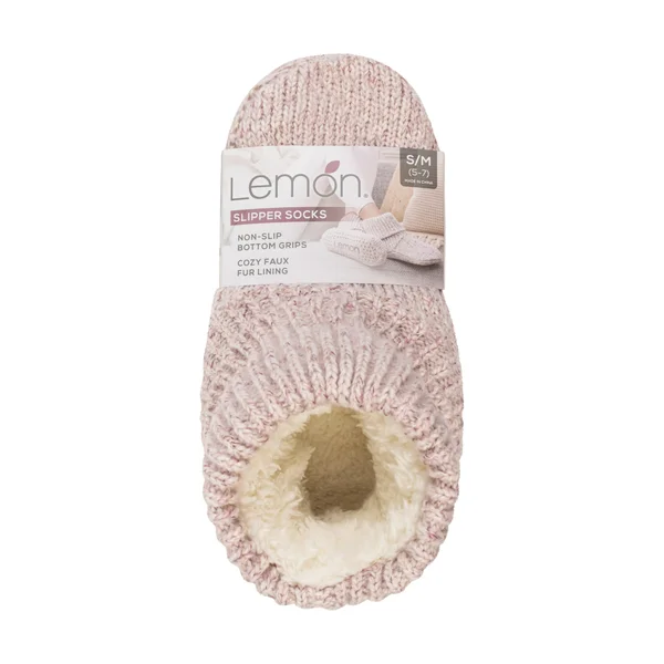 (New) Lemon Women's Turn Cuff Slipper Sock with Gripper Sole choose Options