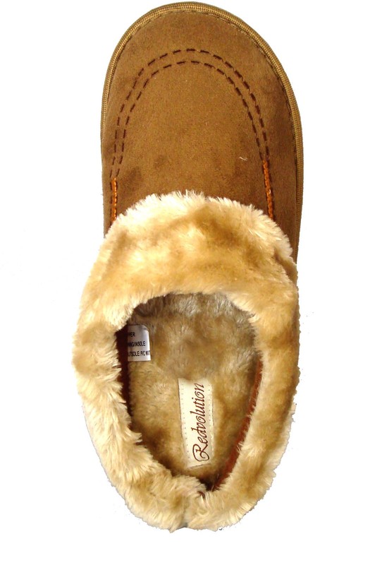 New Men's Classic Clog House Slipper Stylish Faux Fur Rubber Sole Warm -0250