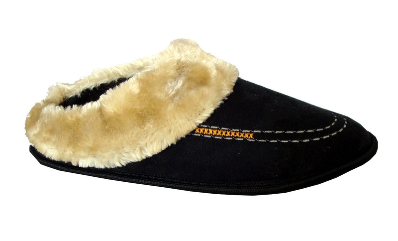 New Men's Classic Clog House Slipper Stylish Faux Fur Rubber Sole Warm -0250