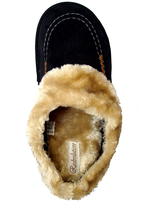 New Men's Classic Clog House Slipper Stylish Faux Fur Rubber Sole Warm -0250