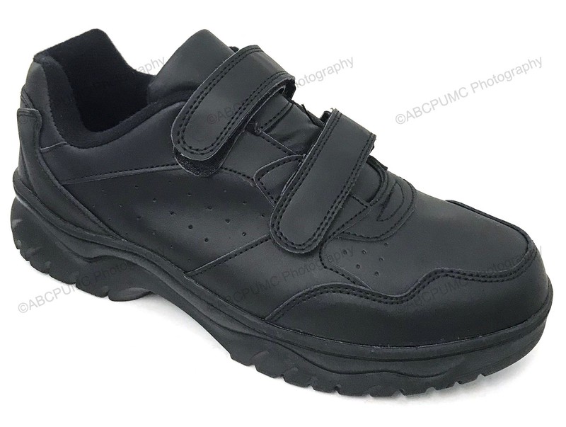 New Men's Sneakers Leather Comfort Hook And Loop Cushion Sole Walking Lace Up