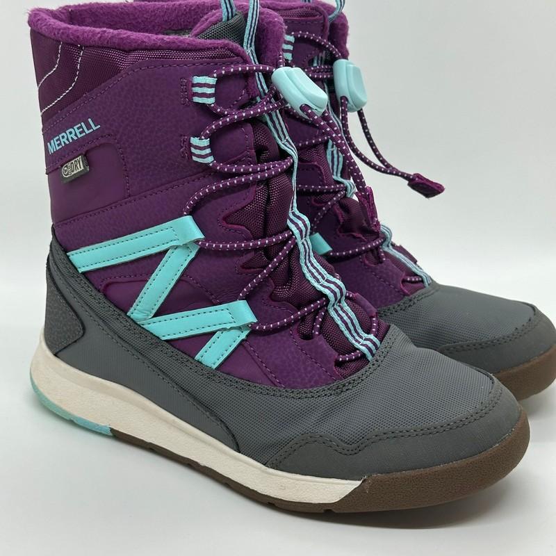 NEW Merrell Youth Girls Snow Crush Waterproof Insulated Purple Blue Winter Boots