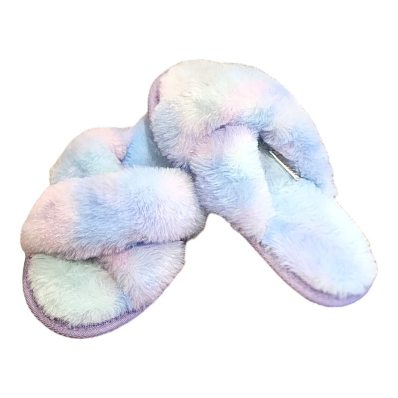 NEW More Than Magic Fuzzy Tie-Dye Sandal Slippers Size: S (13/1)