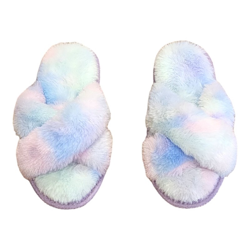 NEW More Than Magic Fuzzy Tie-Dye Sandal Slippers Size: S (13/1)