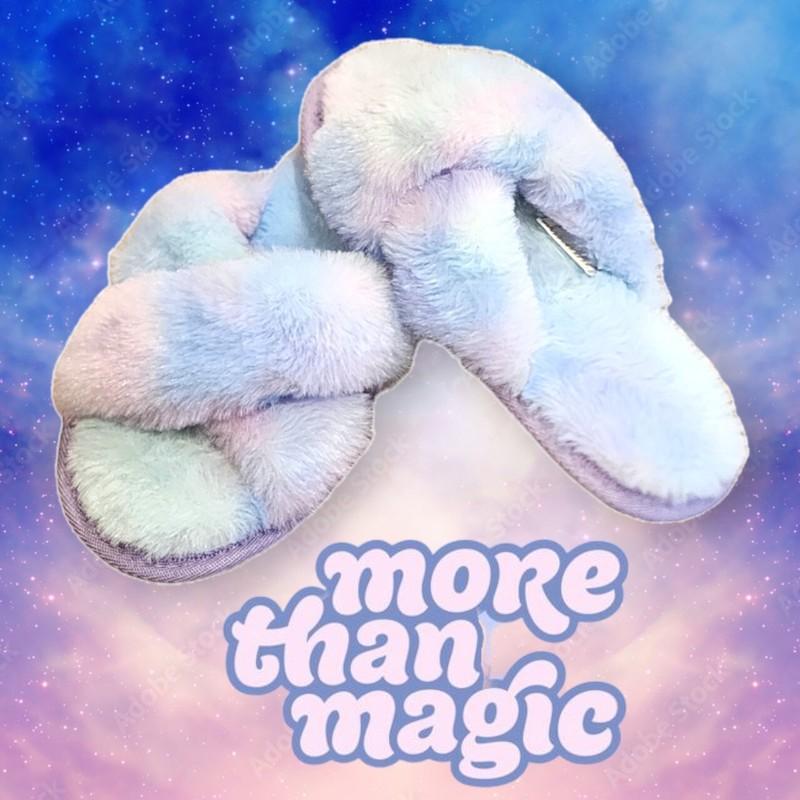 NEW More Than Magic Fuzzy Tie-Dye Sandal Slippers Size: S (13/1)