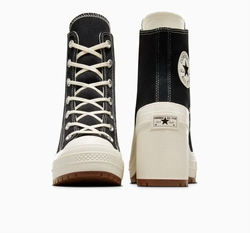 New NIB Authentic Converse Women Chuck 70 De Luxe Black High Top Heel Sneakers