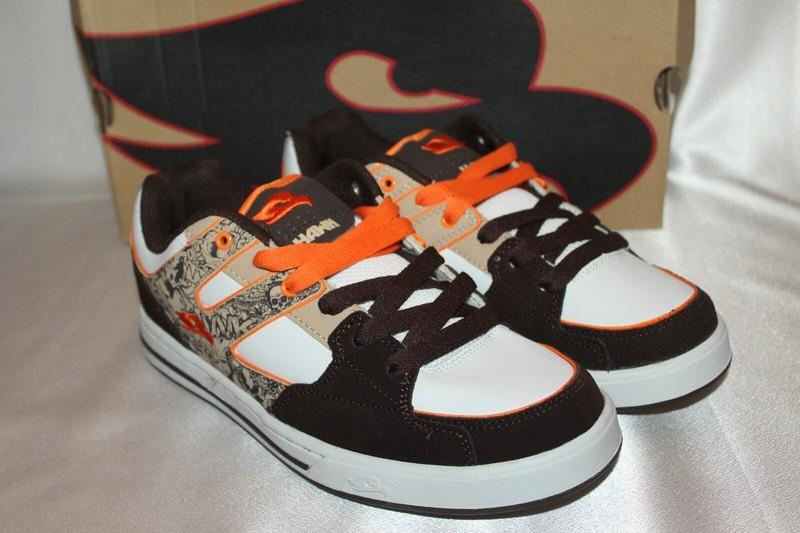 NEW NIB ETHAN HAWK Brown White Leather Skateboarding Sneakers Shoes Boys Sz 7