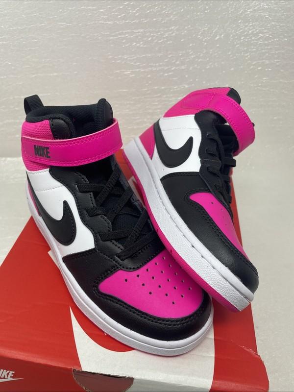 NEW Nike Court Borough Mid 2 PSV Fierce Pink Black Youth Size 1.5 - HV0935-100