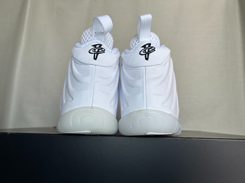 New Nike Little Posite One Triple White Foamposite Pre School Shoes HQ1960-100