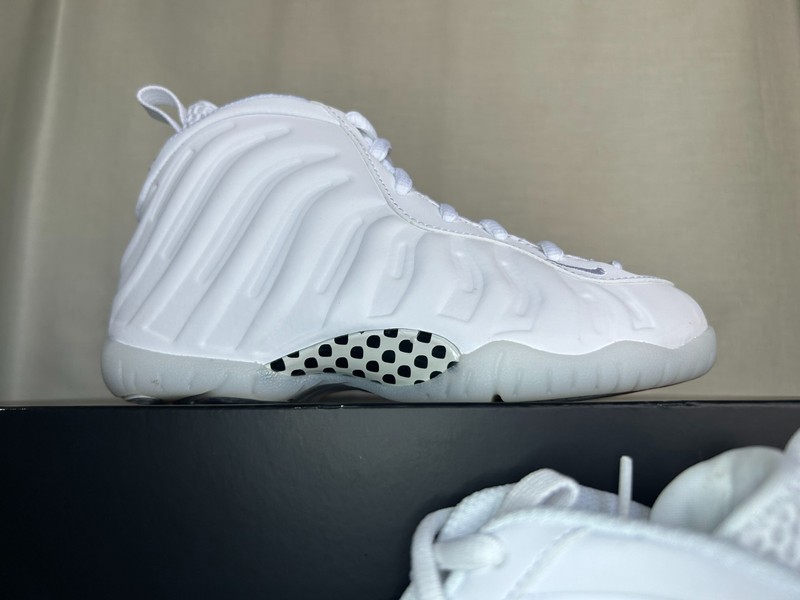 New Nike Little Posite One Triple White Foamposite Pre School Shoes HQ1960-100