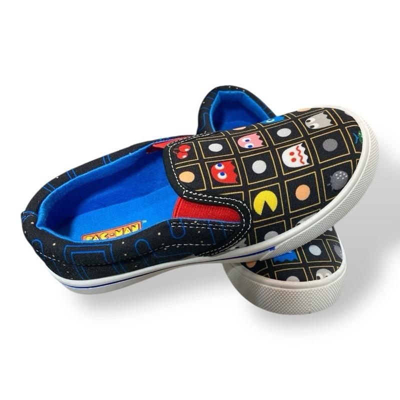 New Pac-Man Boy's Slip-On Canvas Sneakers. Size 11 Thru 3