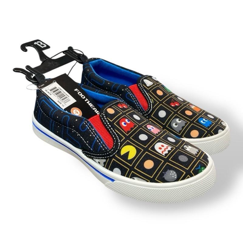 New Pac-Man Boy's Slip-On Canvas Sneakers. Size 11 Thru 3