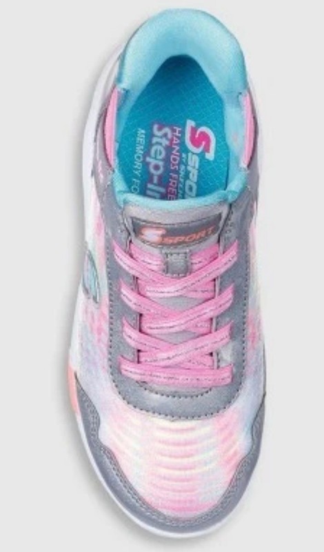 NEW S Sport By Skechers Girls Kristin Fashion Step-Ins Sneaker Gray/Pink Sz 5