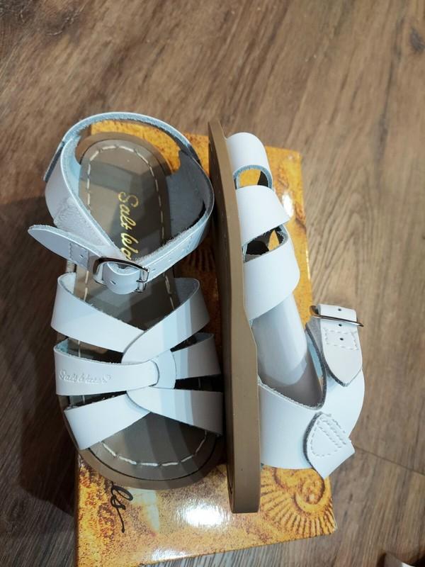 New Salt Water Sandals Original 883V H&L White Leather Sandals Baby 3 NIB