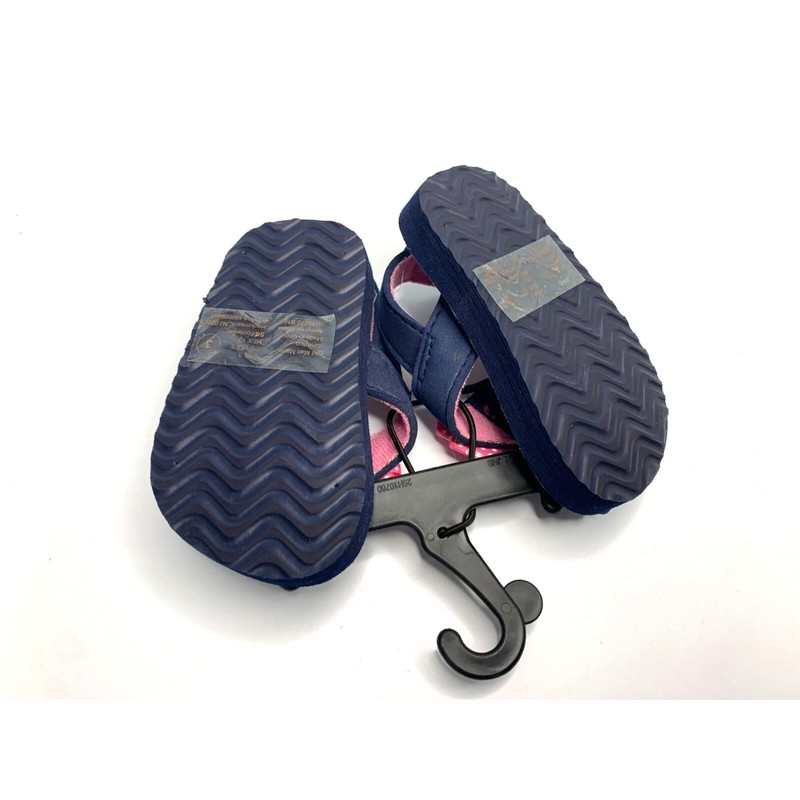 New Sinetico Girls Infant Baby Size 3 Navy Blue Pink Flip Flop Sandals Thongs Sh