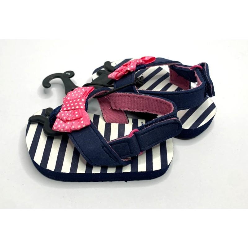 New Sinetico Girls Infant Baby Size 3 Navy Blue Pink Flip Flop Sandals Thongs Sh