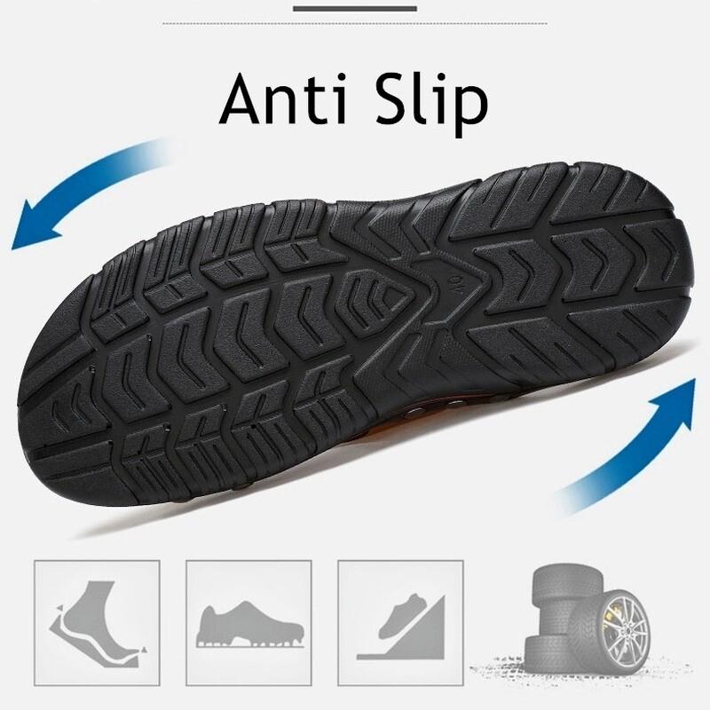 New Summer Mens Non-slip Leather Slippers Beach Outdoor Casual Walking Sandals