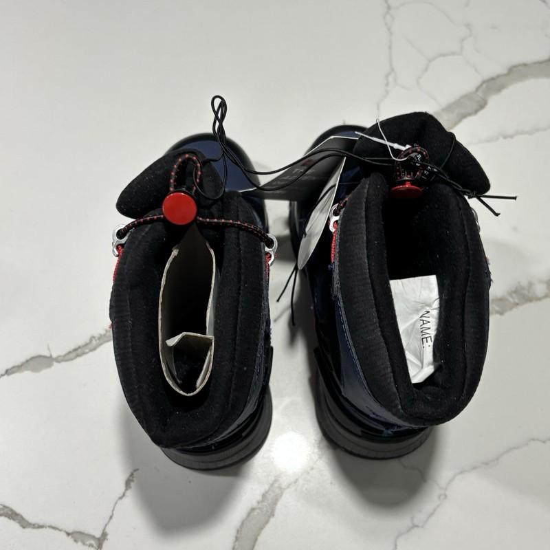 NEW Swiss Tech Boys Navy Blue Leather Winter Snow Boots Sz 10 Insulated -25 NWT