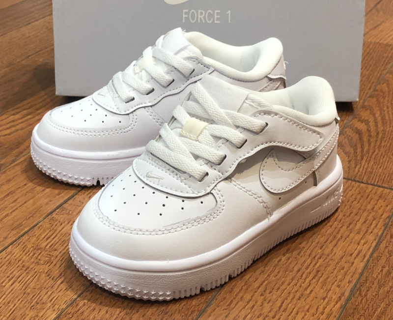 *NEW* TODDLER BABY NIKE AIR FORCE 1 EASYON (TD) WHITE / WHITE (FN0236 111) 