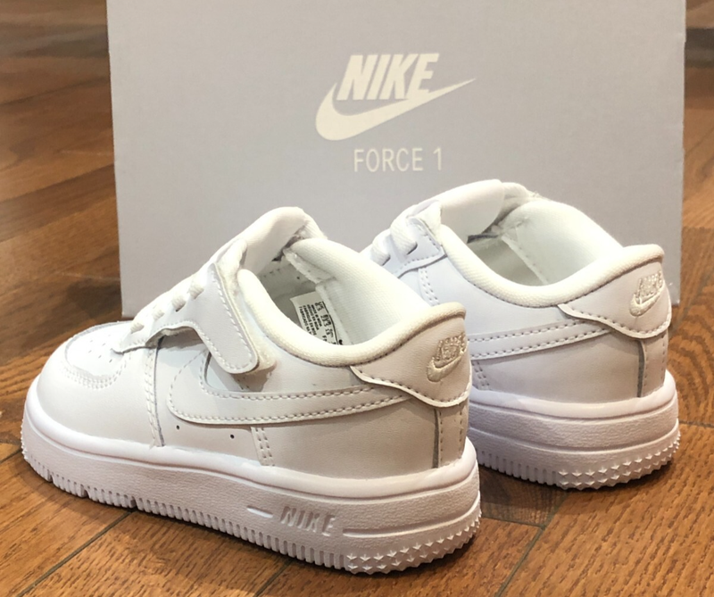 *NEW* TODDLER BABY NIKE AIR FORCE 1 EASYON (TD) WHITE / WHITE (FN0236 111) 
