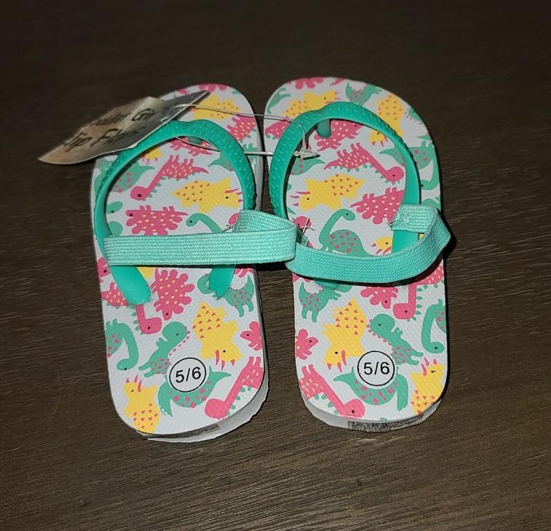 NEW TODDLER GIRLS DINOSAUR FLIP FLOP SANDALS SIZE S 5/6